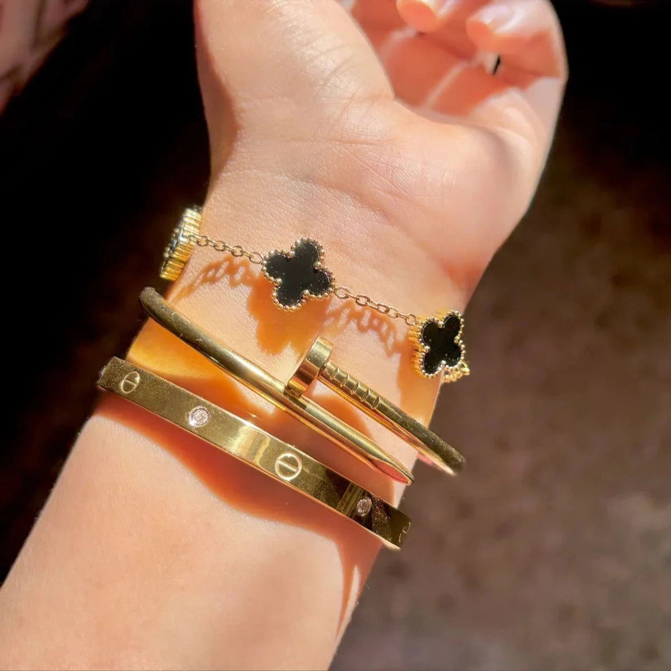 Luxury Gold Bracelet Stack Set – 3 Piece