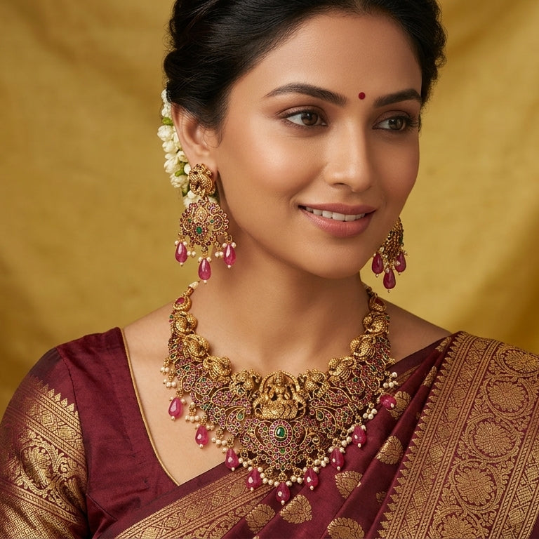 Royal Peacock Lakshmi Heritage Necklace Set