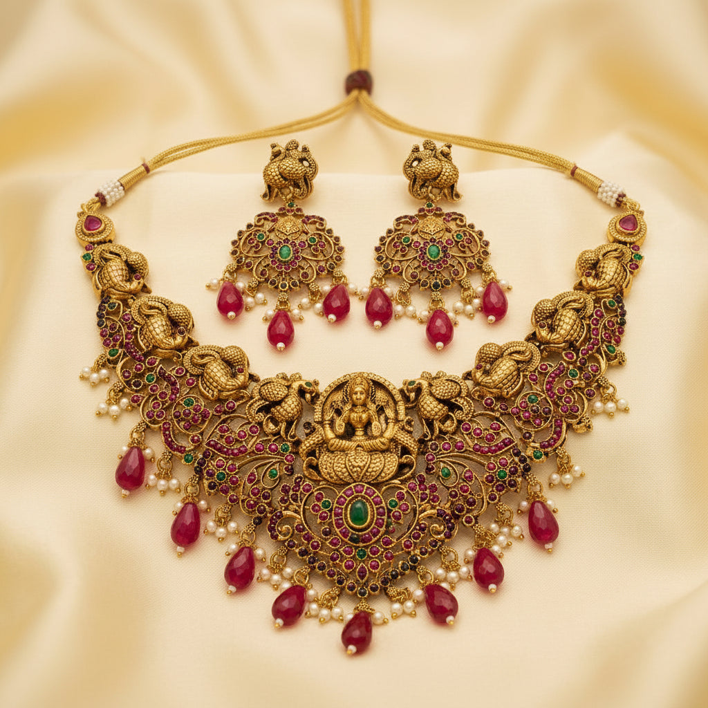 Royal Peacock Lakshmi Heritage Necklace Set