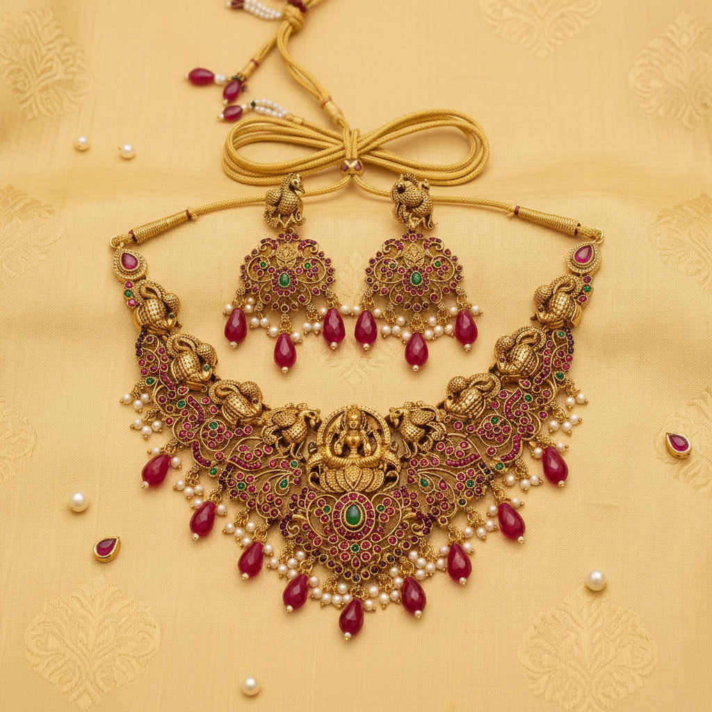 Royal Peacock Lakshmi Heritage Necklace Set