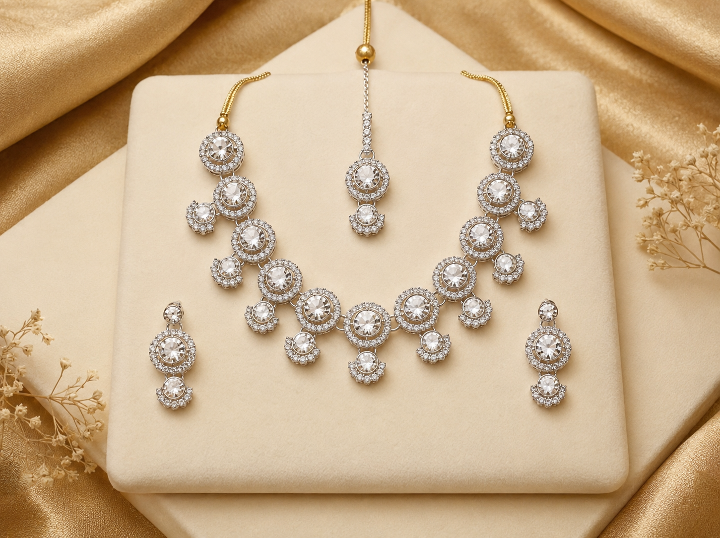 ✨ Luxury American Diamond Necklace Set