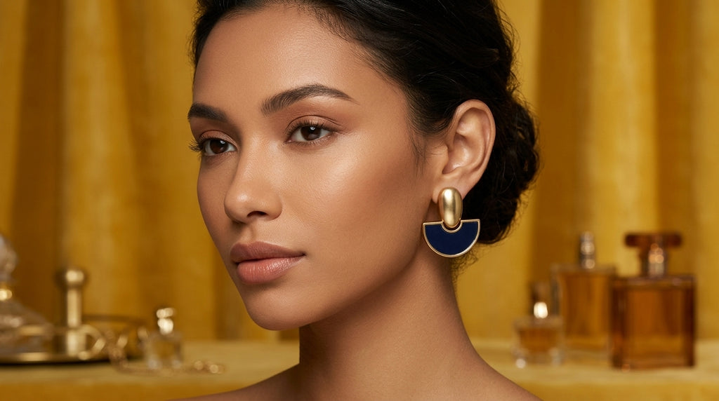 Navy Eclipse Statement Earrings