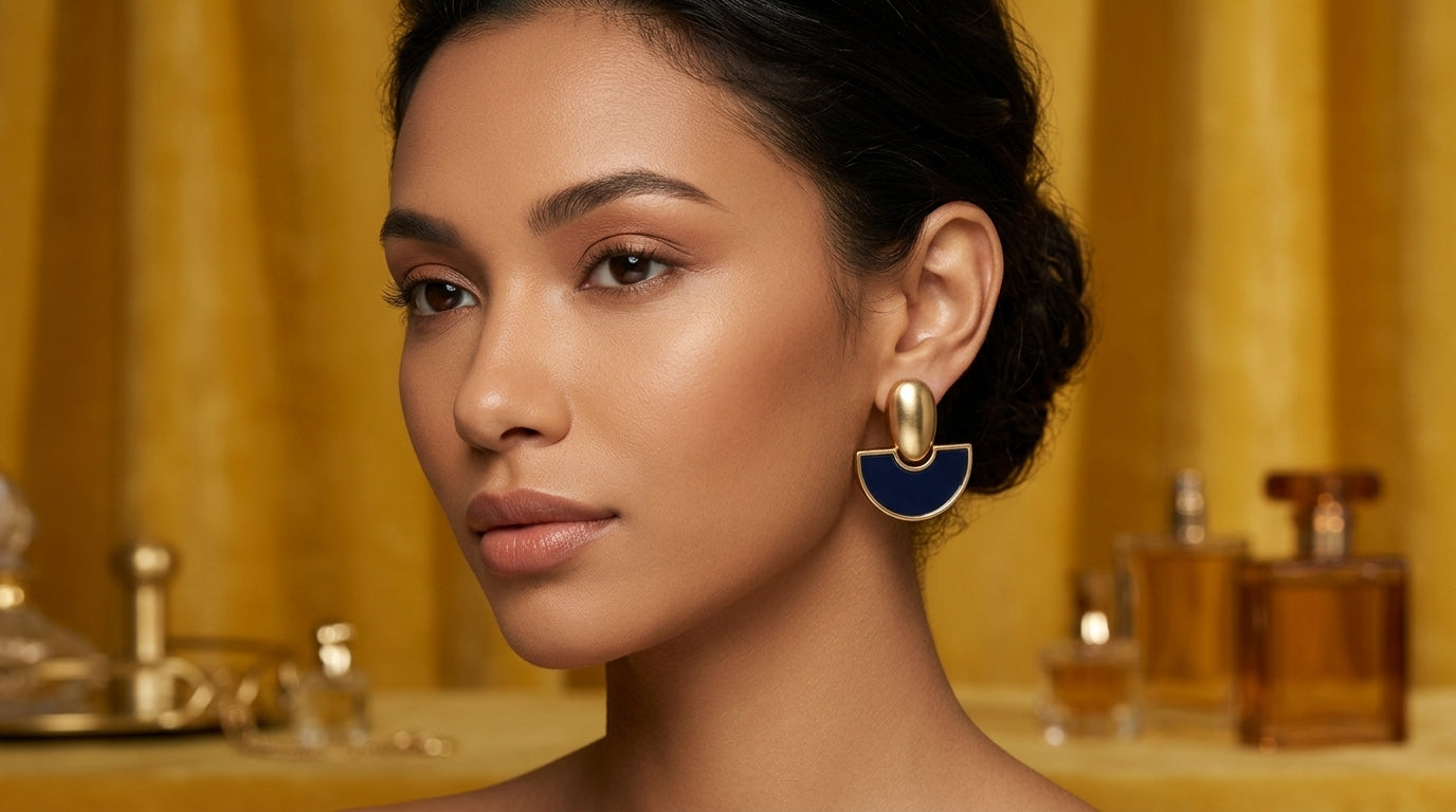 Navy Eclipse Statement Earrings