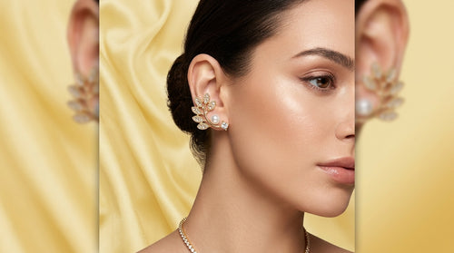 Elegant Pearl Leaf Crystal Earrings
