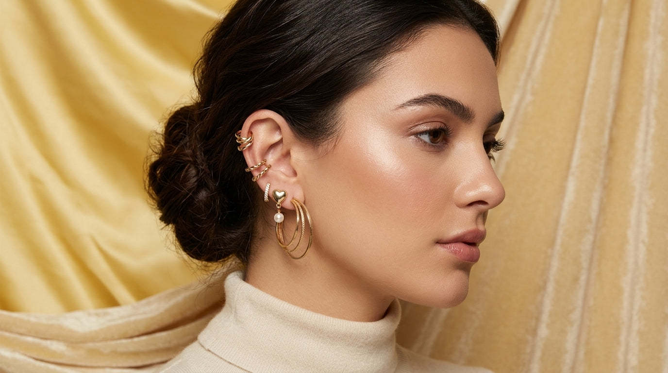 Gold Style Multi Earring Combo Set