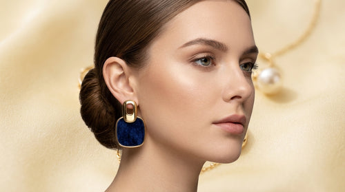 Elegant Navy & Gold Statement Earrings