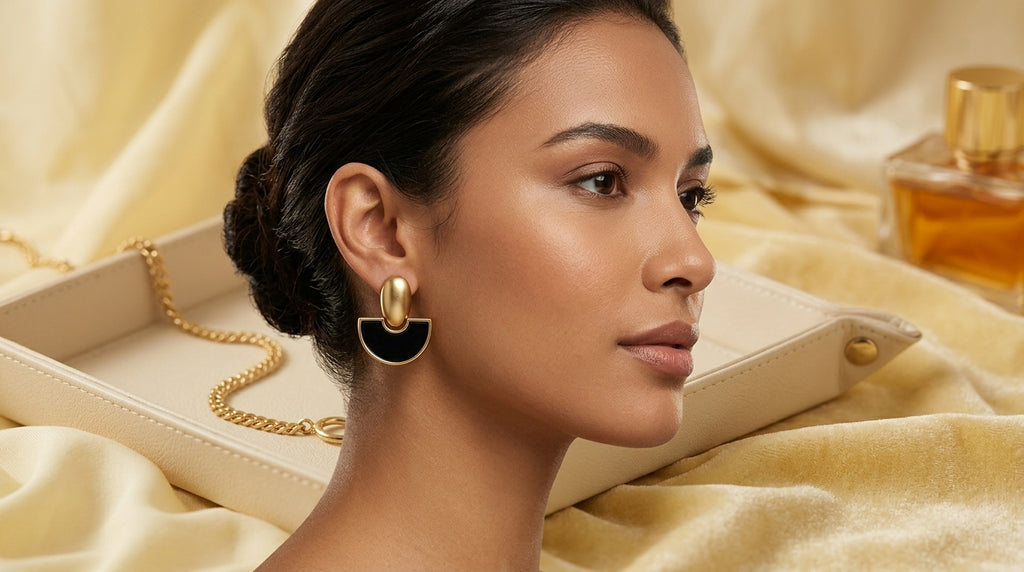 Navy Eclipse Statement Earrings