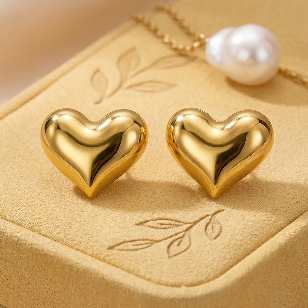 Gold Luxe Heart Studs