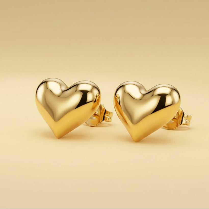 Gold Luxe Heart Studs