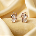 Rose Gold Butterfly Heart Studs