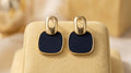 Elegant Navy & Gold Statement Earrings