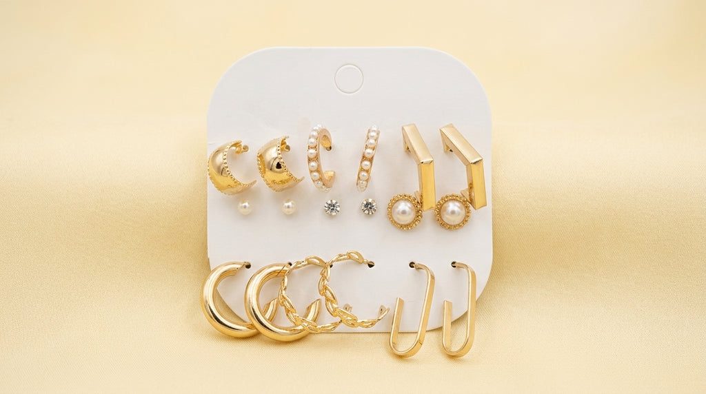 Gold Luxe Multi-Style Earring Set – 9 Pairs