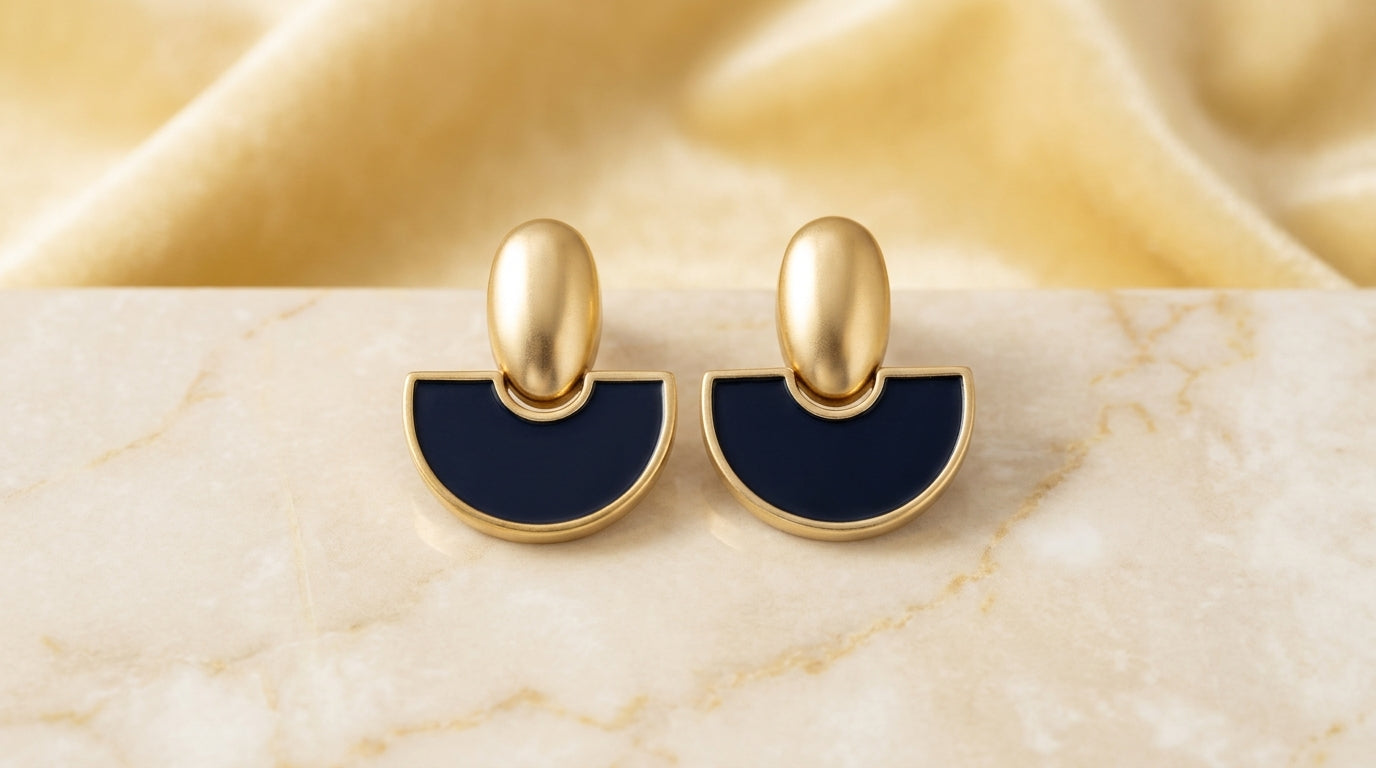 Navy Eclipse Statement Earrings