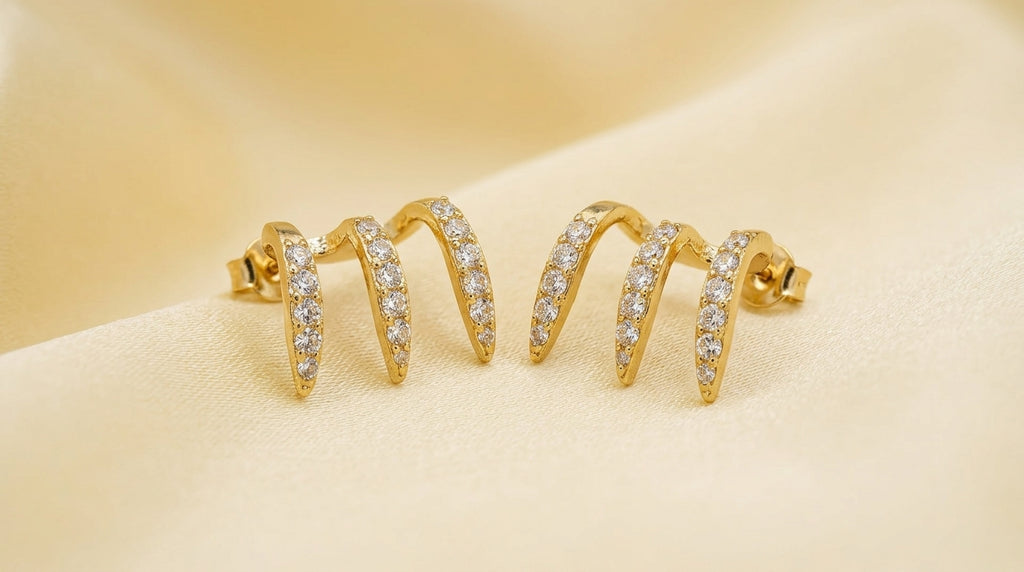 Elegant Crystal Wave Stud Earrings