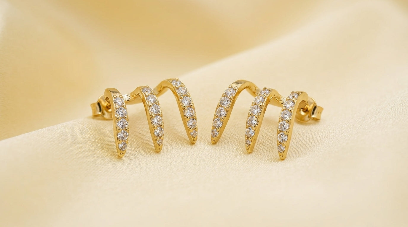 Elegant Crystal Wave Stud Earrings
