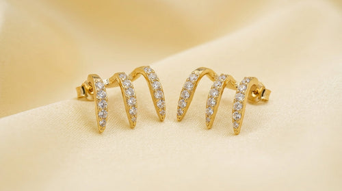 Elegant Crystal Wave Stud Earrings
