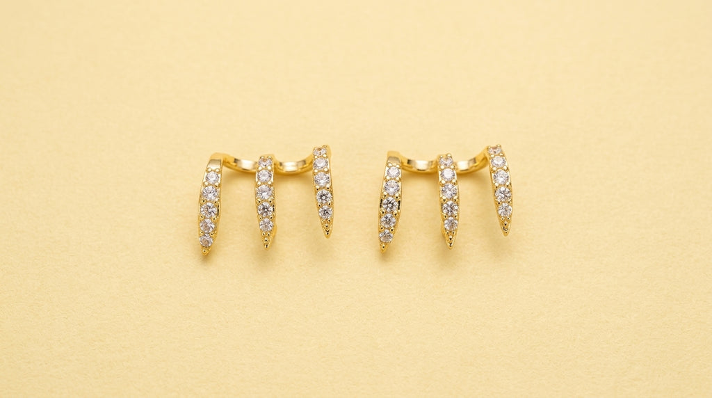 Elegant Crystal Wave Stud Earrings