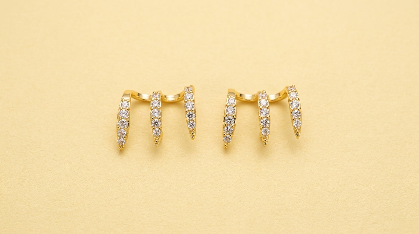 Elegant Crystal Wave Stud Earrings