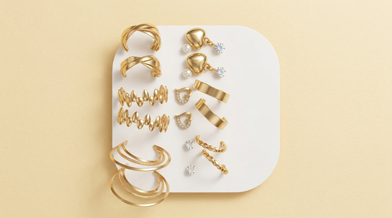 Gold Style Multi Earring Combo Set