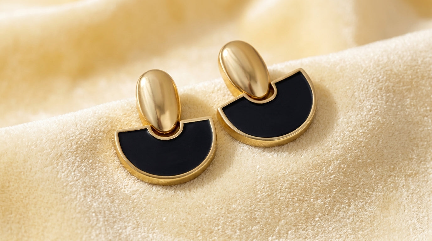 Navy Eclipse Statement Earrings