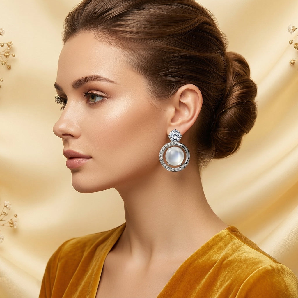 Silver Halo Pearl Radiance Earrings