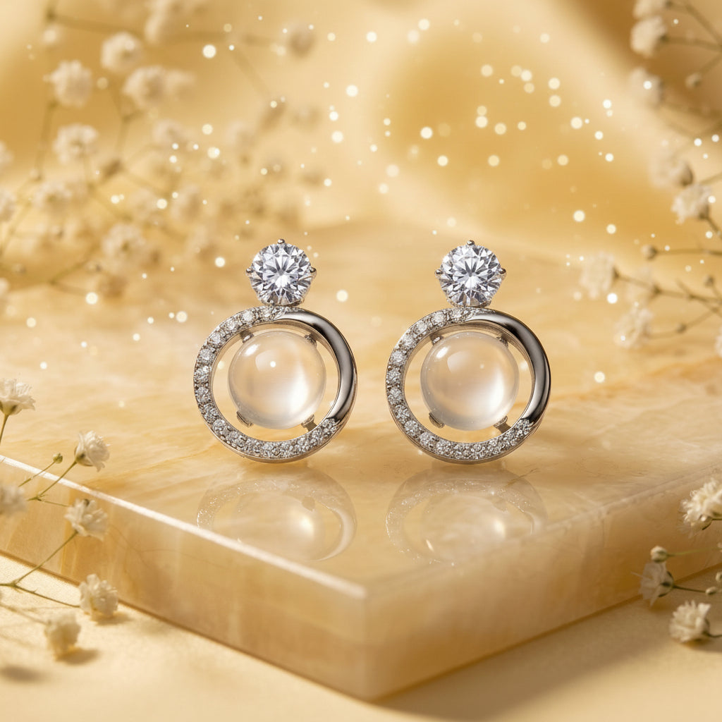 Silver Halo Pearl Radiance Earrings