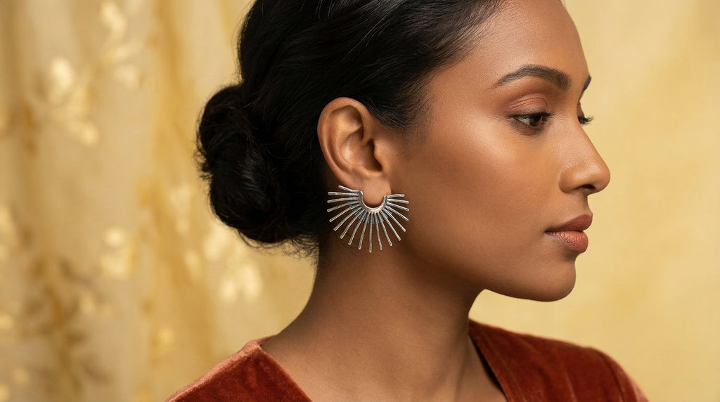 Silver Radiance Fan Earrings