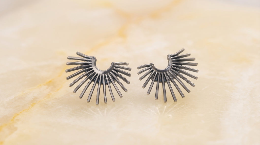 Silver Radiance Fan Earrings
