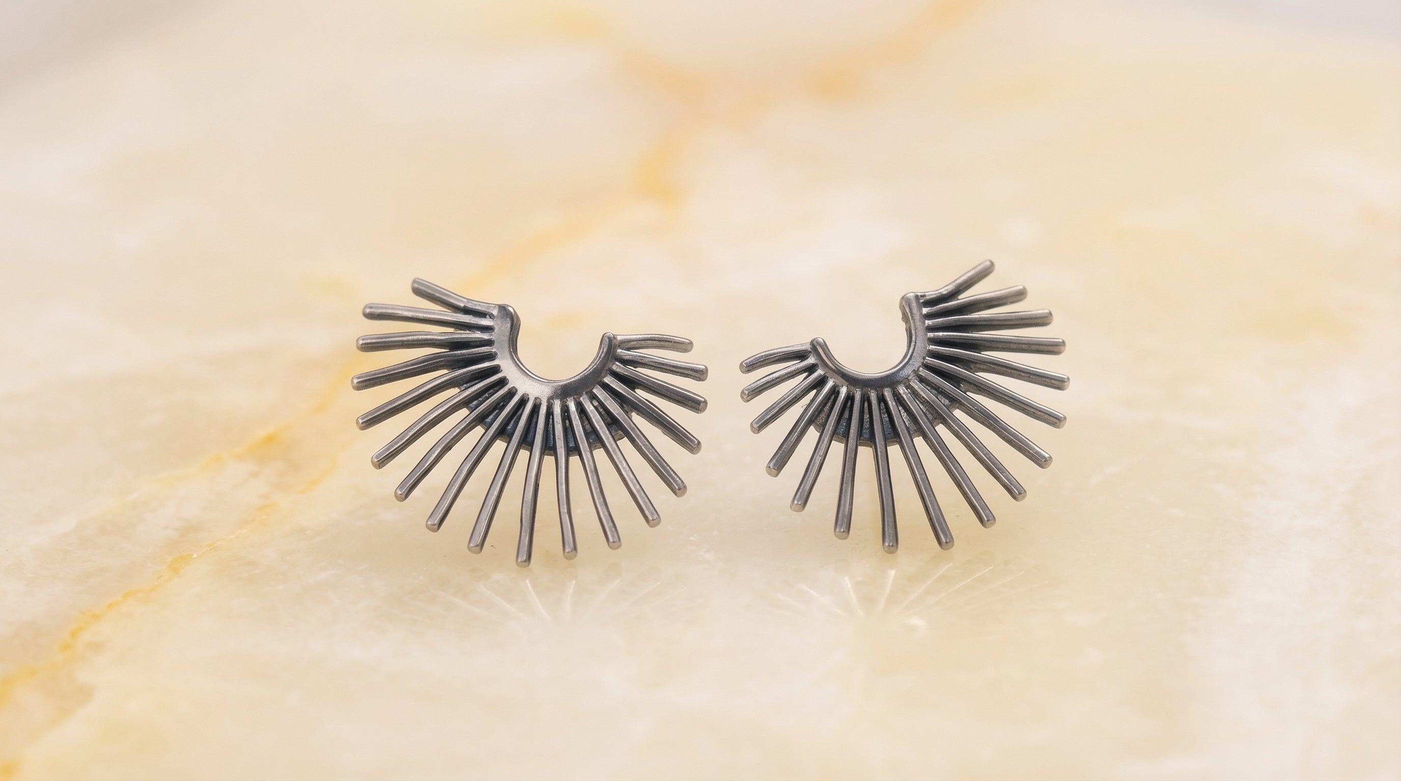Silver Radiance Fan Earrings