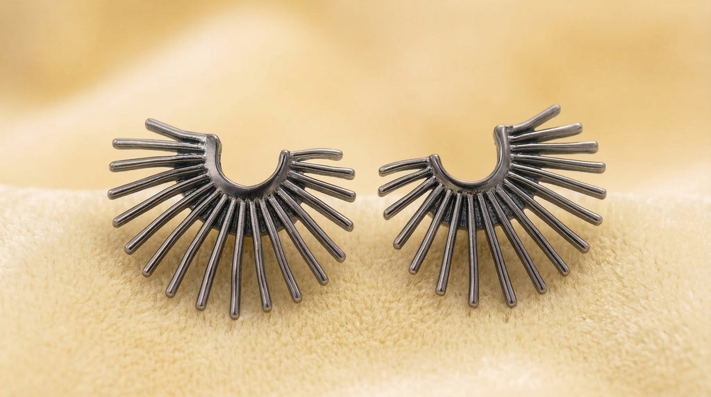 Silver Radiance Fan Earrings