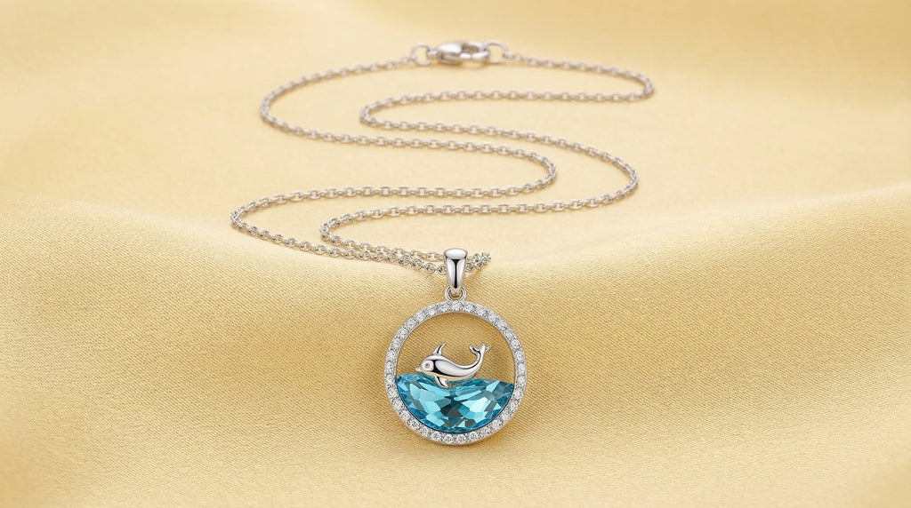 Ocean Grace Crystal Dolphin Pendant Necklace