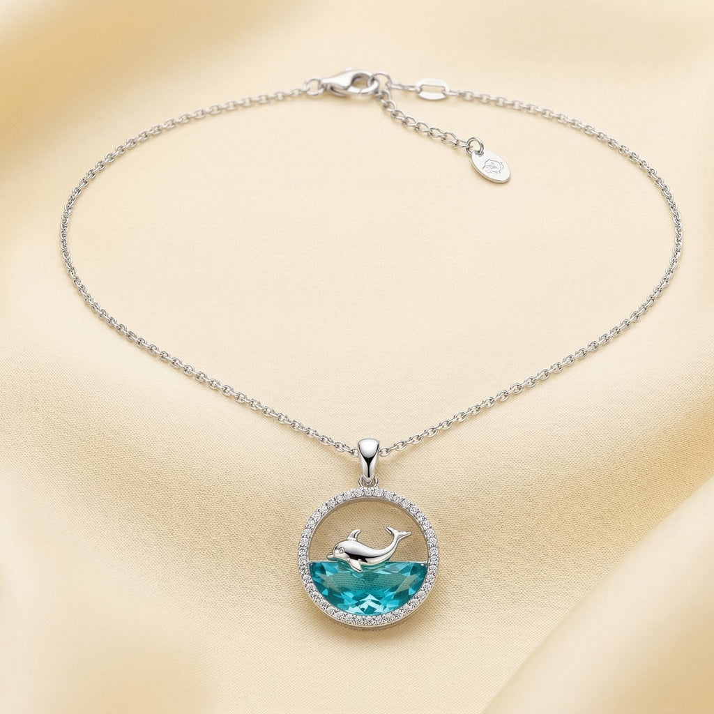 Ocean Grace Crystal Dolphin Pendant Necklace