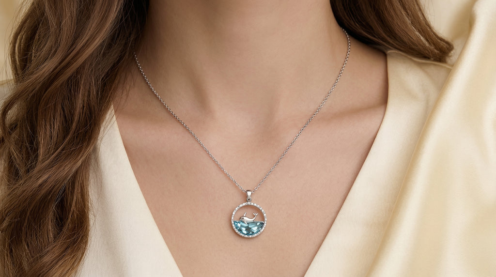 Ocean Grace Crystal Dolphin Pendant Necklace