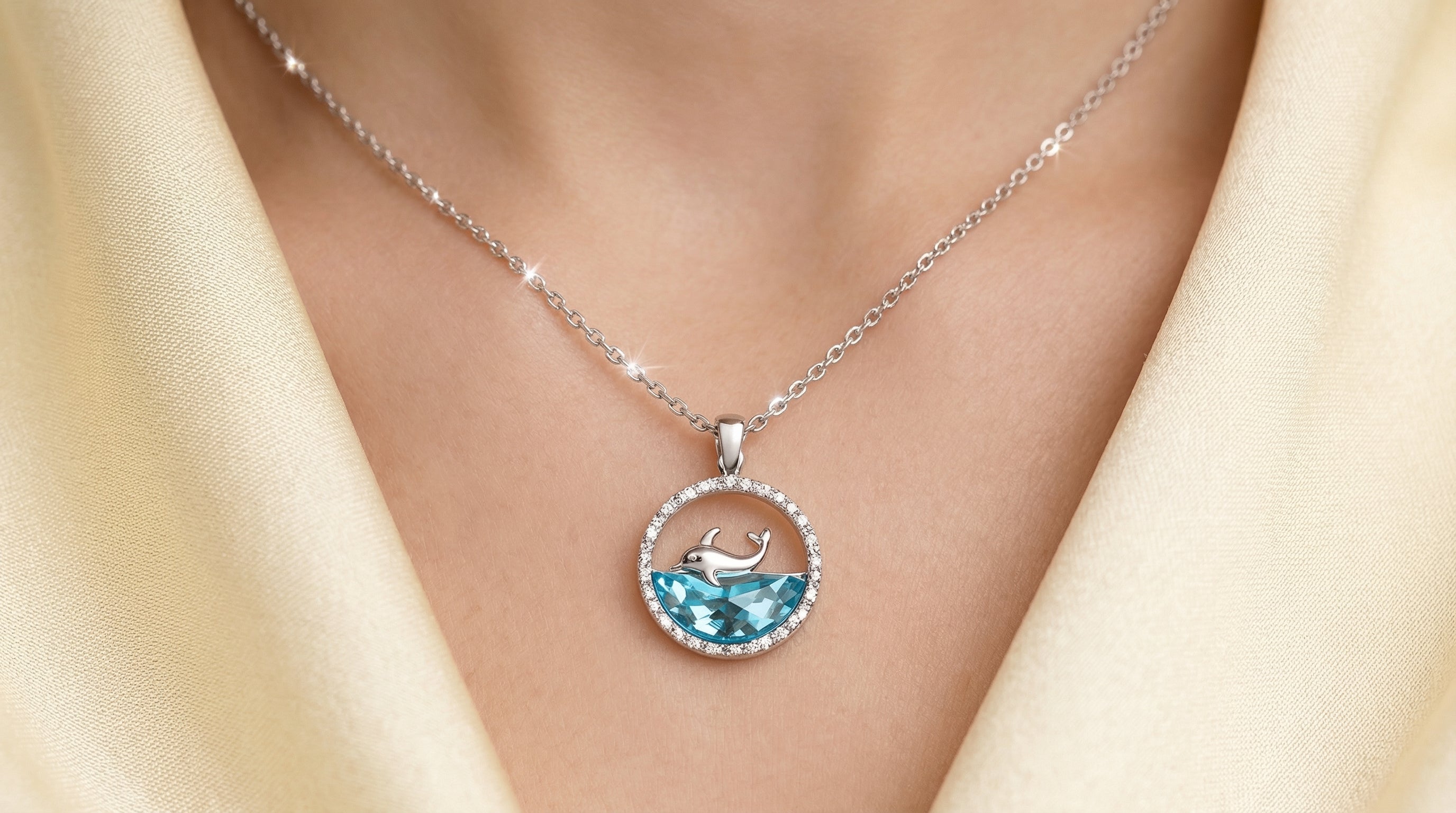 Ocean Grace Crystal Dolphin Pendant Necklace