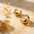Golden Aura Crescent Hoops