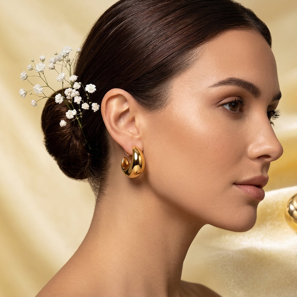Golden Aura Crescent Hoops