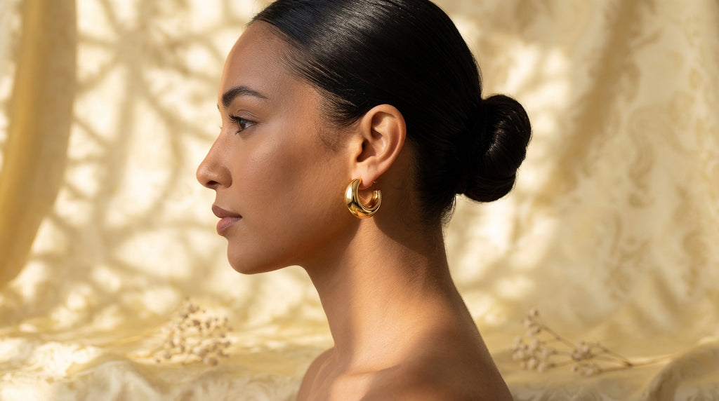 Golden Aura Crescent Hoops