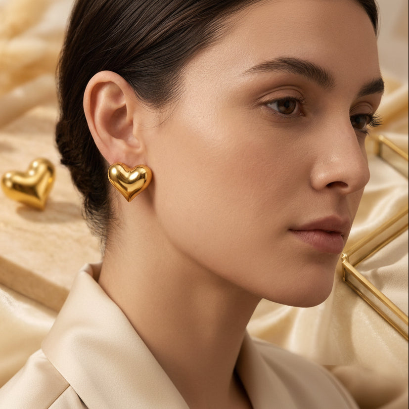 Gold Luxe Heart Studs