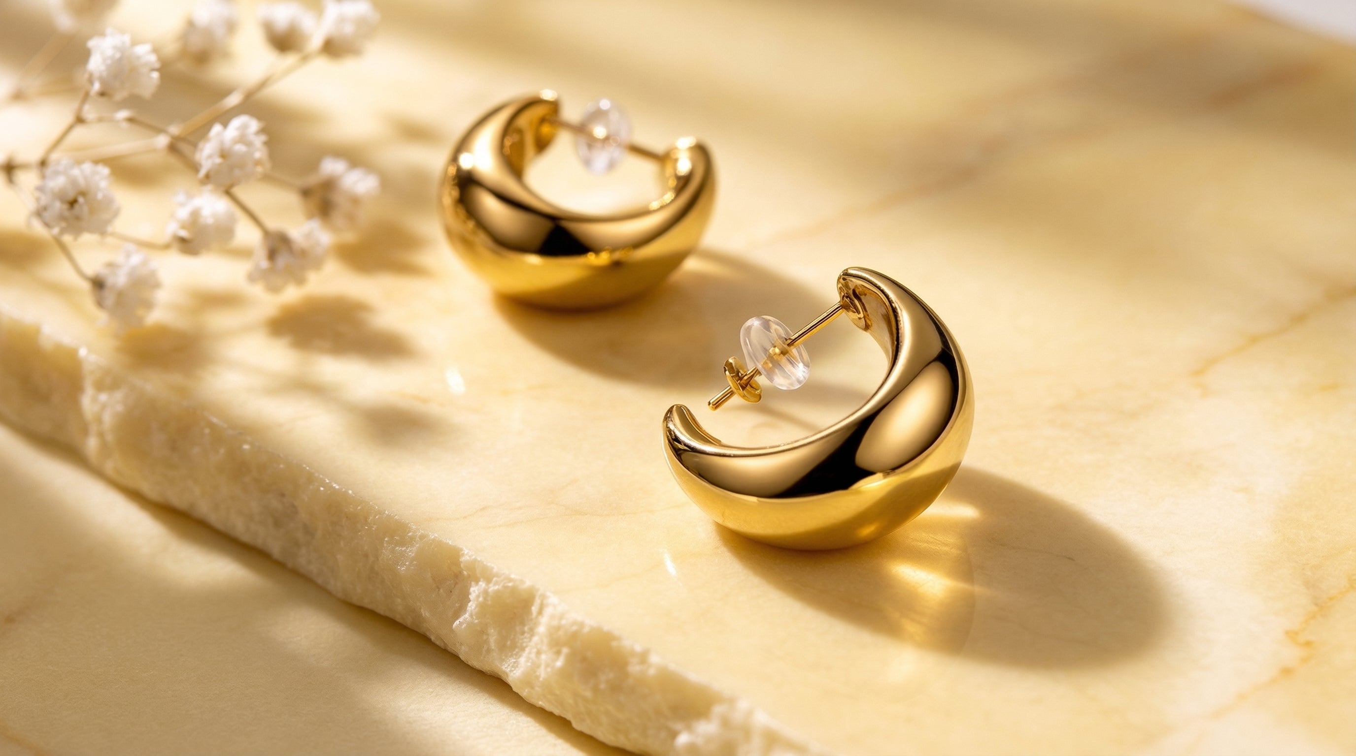 Golden Aura Crescent Hoops
