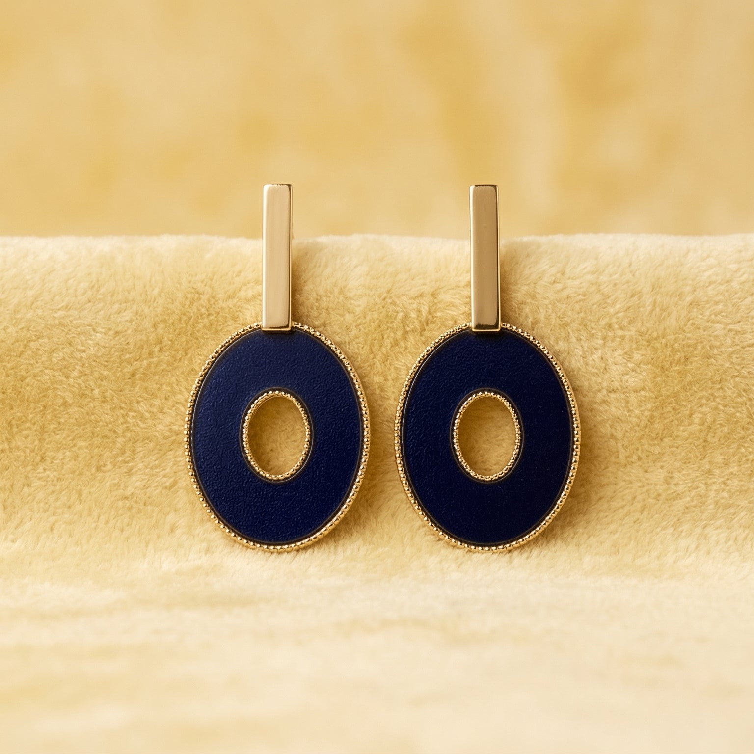 Midnight Elegance Oval Drop Earrings