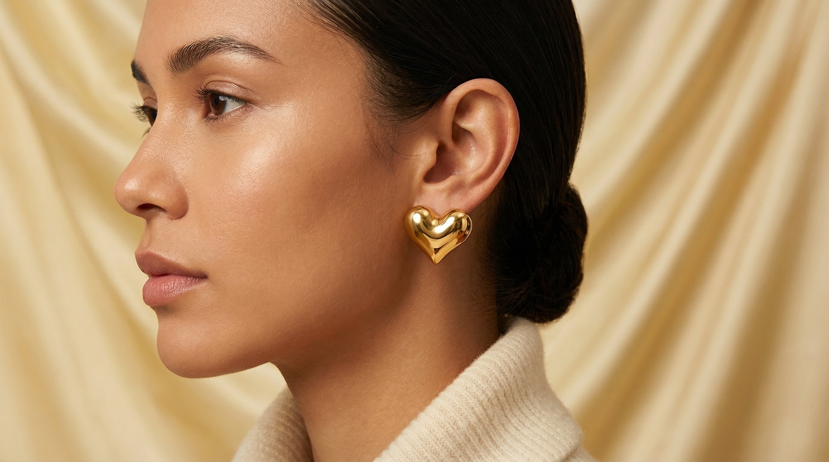 Gold Luxe Heart Studs