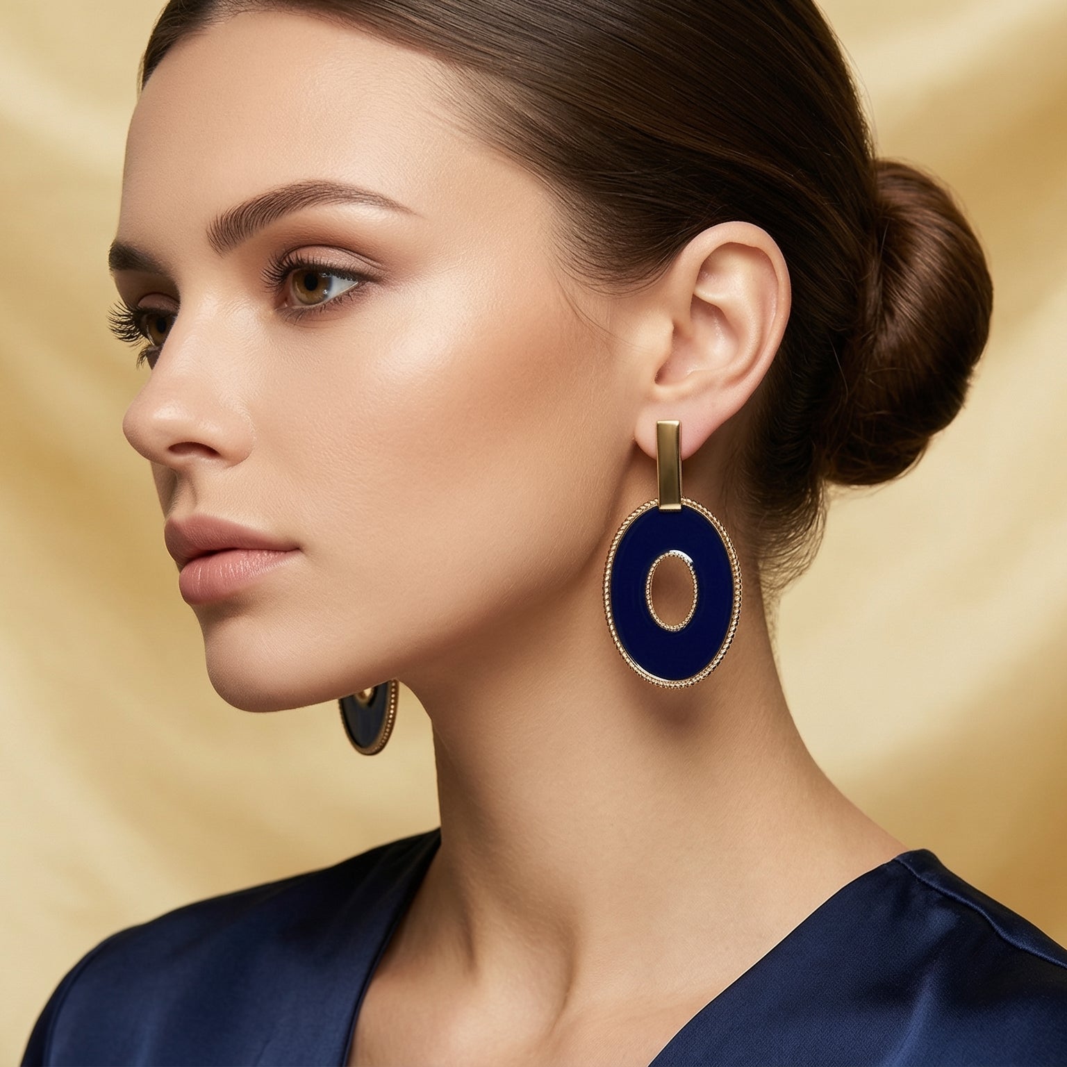 Midnight Elegance Oval Drop Earrings