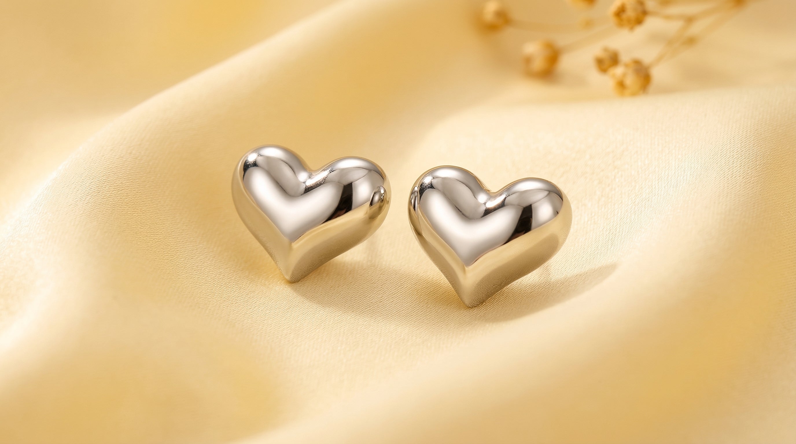 Silver Luxe Heart Studs