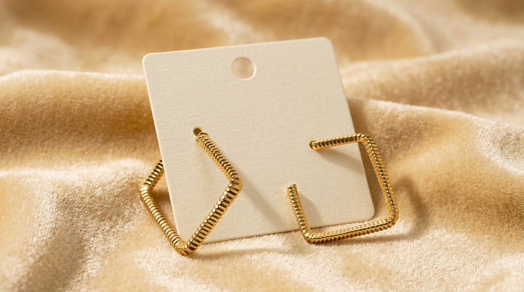 Golden Edge Square Hoops