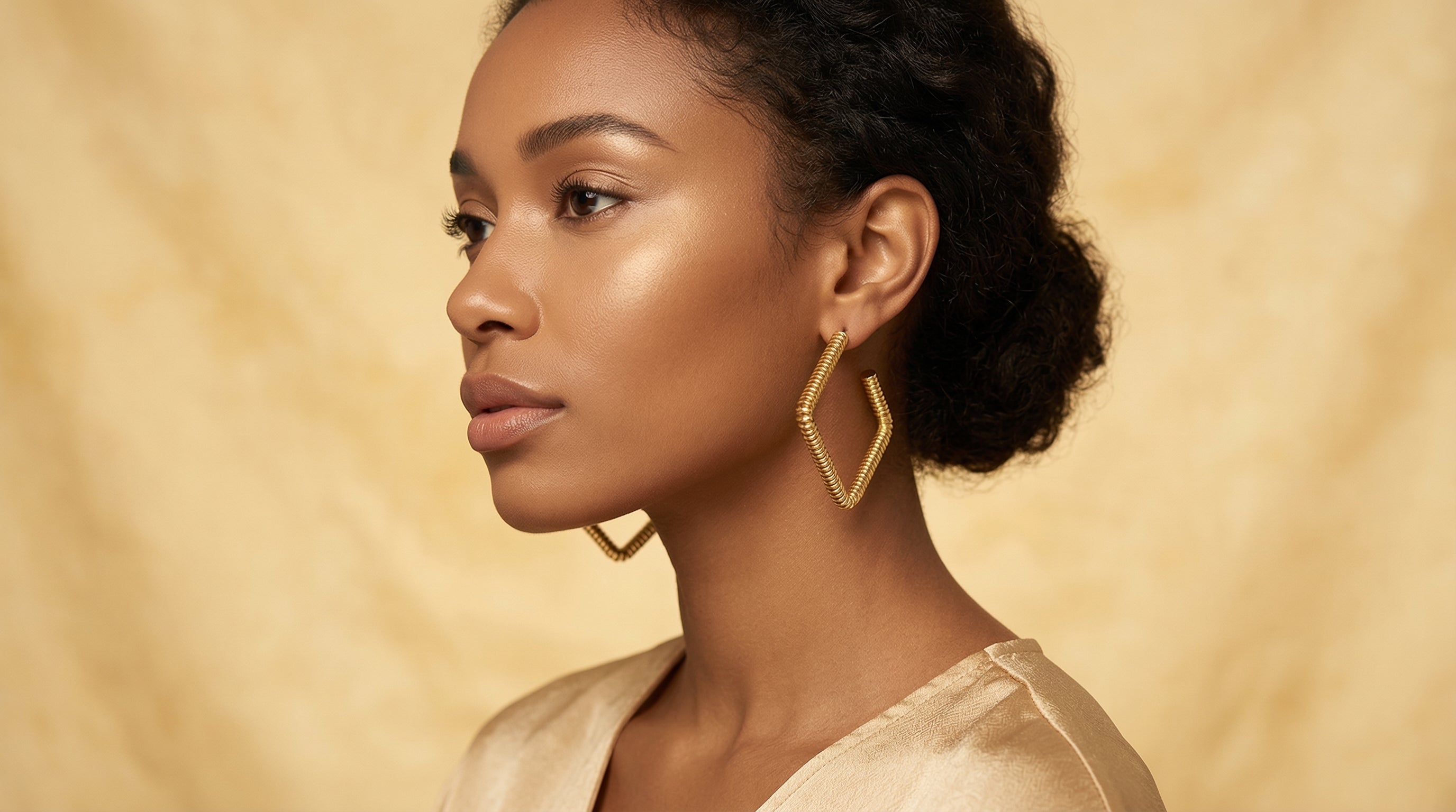 Golden Edge Square Hoops