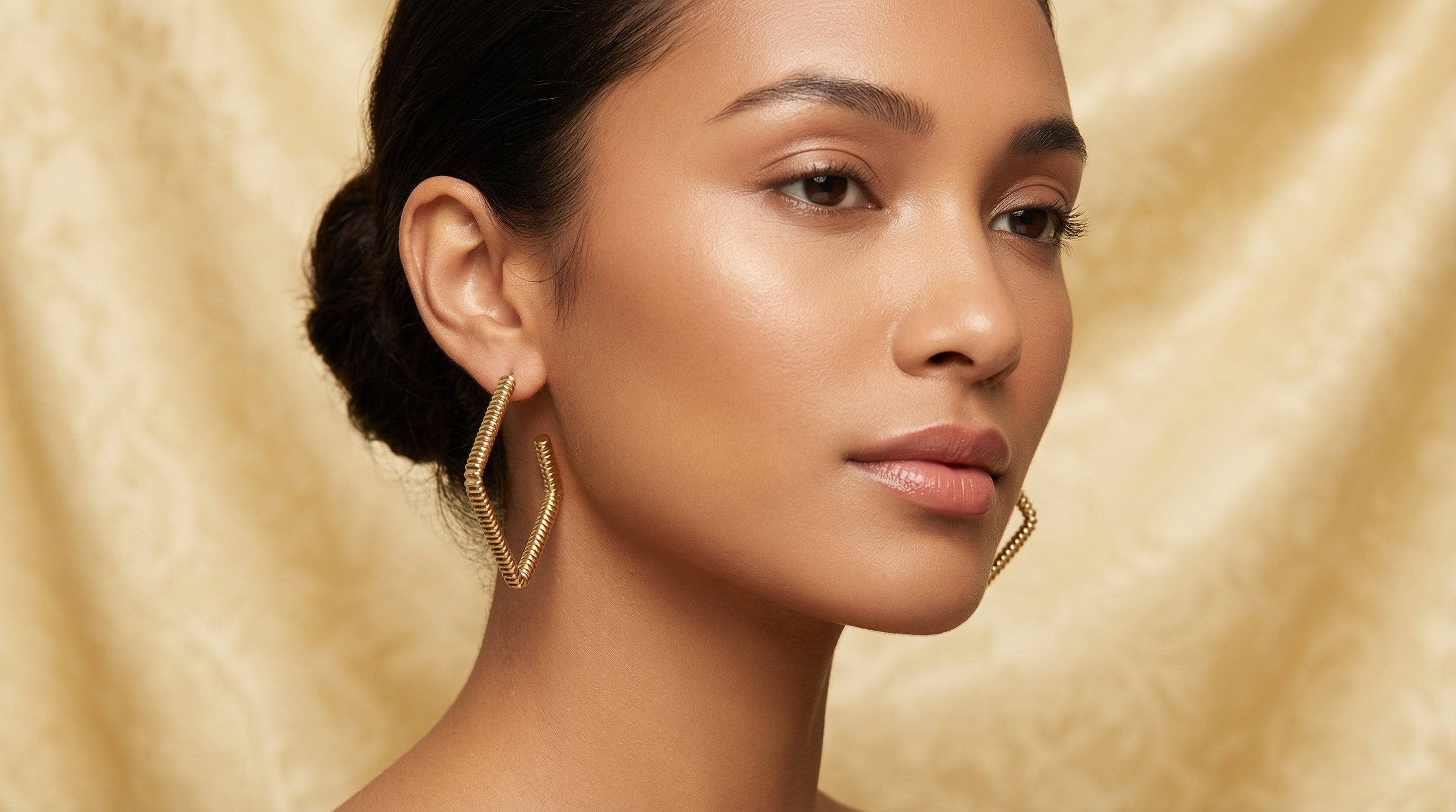Golden Edge Square Hoops