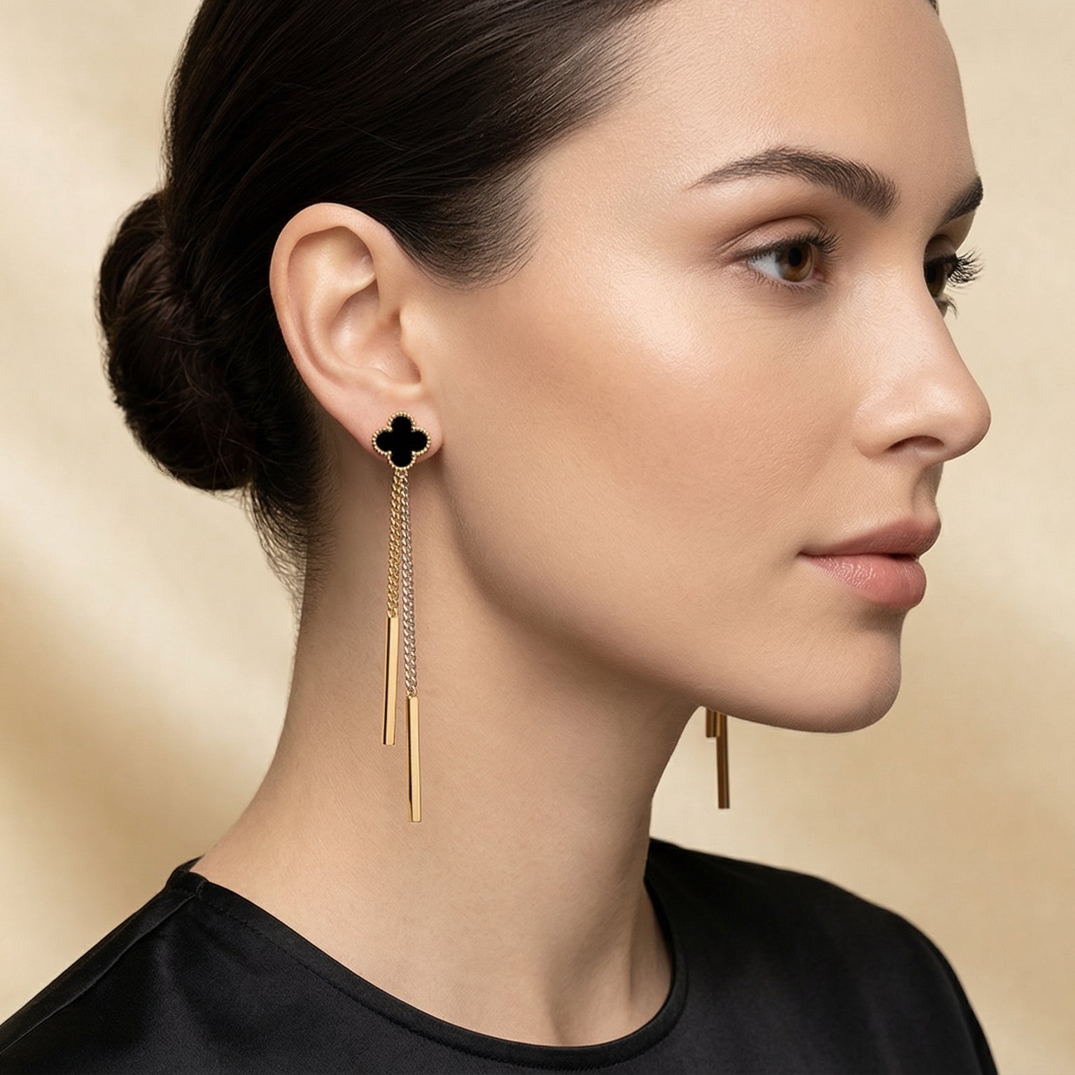 Noir Clover Luxe Drop Earrings