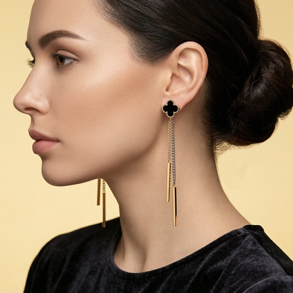 Noir Clover Luxe Drop Earrings