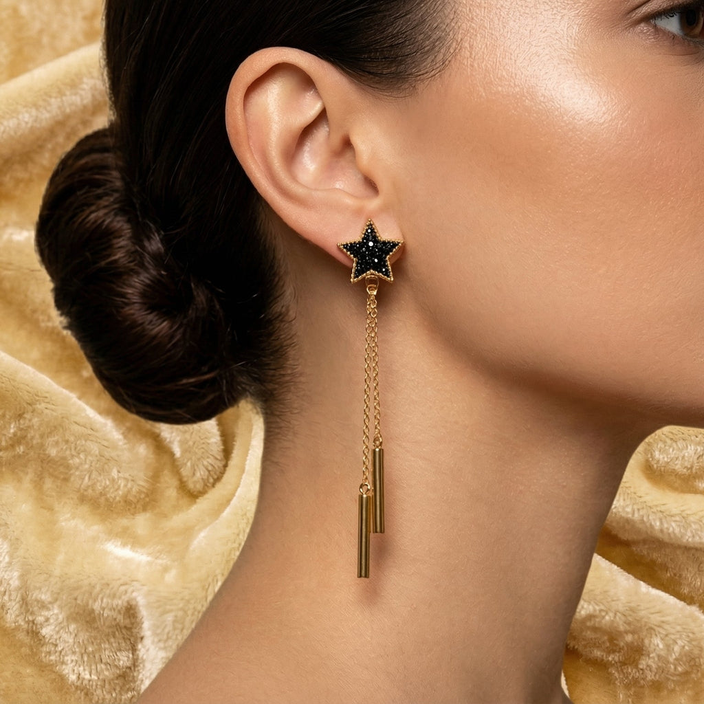 Noir Starfall Luxe Drop Earrings
