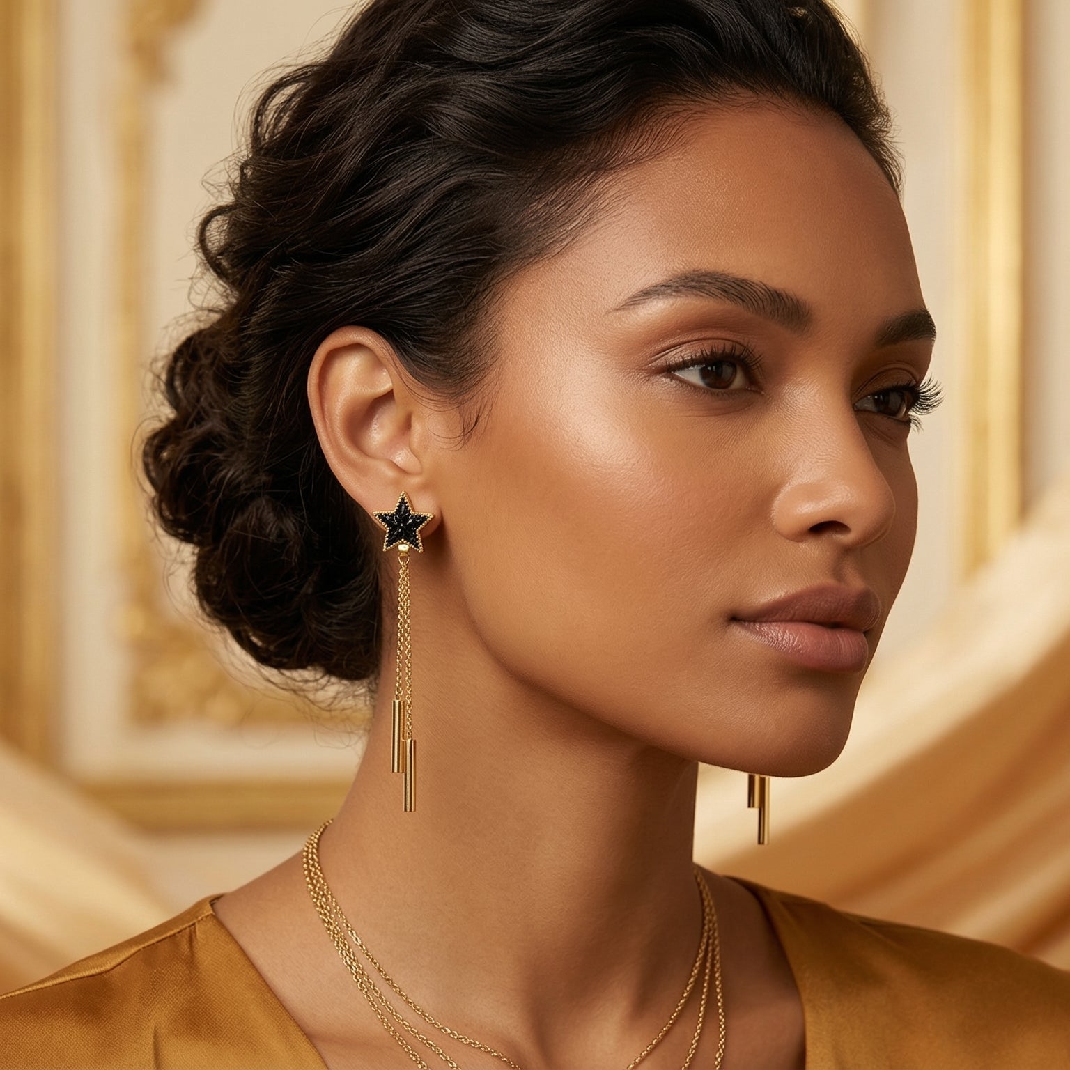 Noir Starfall Luxe Drop Earrings